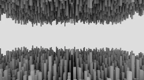 Abstract background of random black cube block wave pattern, 3D illustration  Illustrazione stock