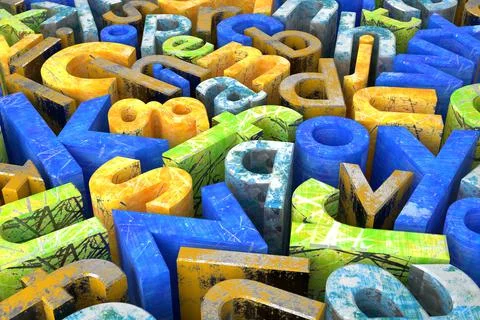 Abstract background of random character. 3D rendering. Stock Illustration