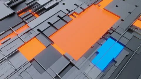 Abstract background of random cubes with bright segments Stock Illustration