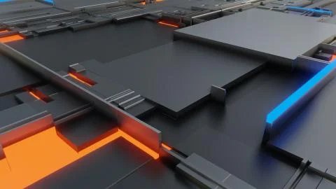 Abstract background of random cubes with bright segments Stock Illustration