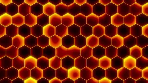 Abstract background from random fiery hexagons. Abstract honeycomb background Stock Illustration