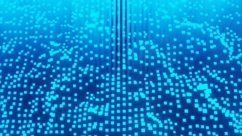 Abstract background of random glowing neon cube block wave pattern, 3D illust 動画素材 172568885