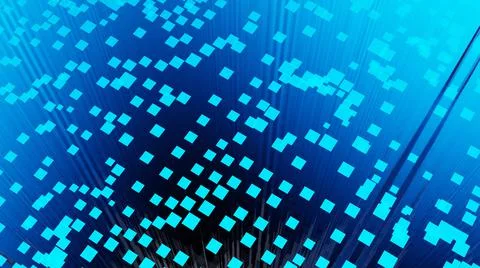 Abstract background of random glowing neon cube block wave pattern, 3D illust 스톡 일러스트