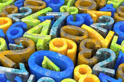 Abstract background of random numbers. 3D rendering. Stock Illustration