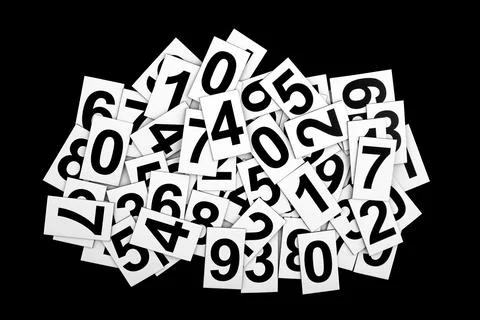 Abstract background with random numbers isolated on black background Stock Photos