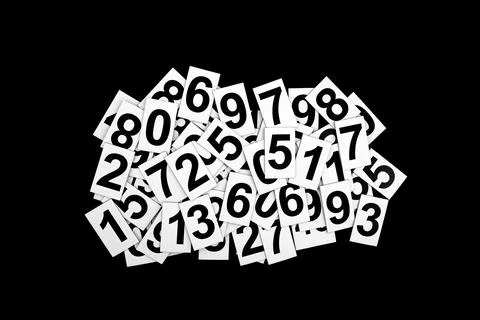 Abstract background with random numbers isolated on black background Stock Photos