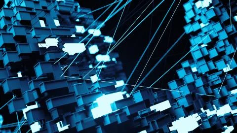 Abstract background with random square and rectangular shapes. Connection con Stock Illustration