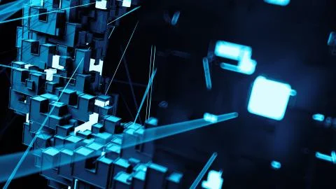 Abstract background with random square and rectangular shapes. Connection con Stock Illustration