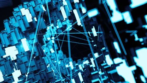 Abstract background with random square and rectangular shapes. Connection con Stock Illustration