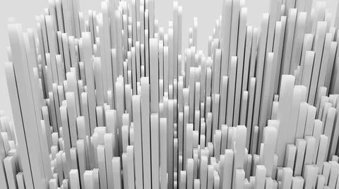 Abstract background of random white cube block wave pattern, 3D illustration  Stock Illustration