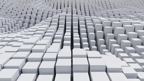Abstract background of random white cube block wave pattern, 3D illustratio.. Ilustración de archivo