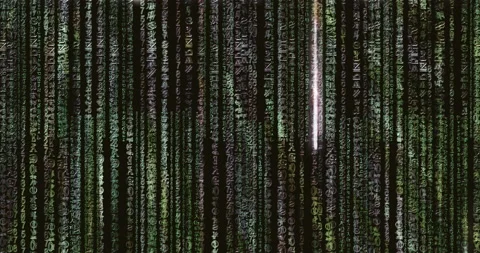 Abstract background from randomly moving numbers and strange characters Stock Footage 129162865