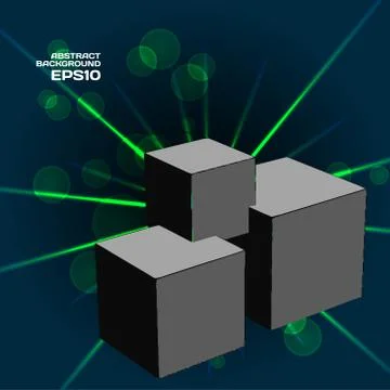 Abstract background of rays illuminated cubes with space for tex Stock Illustration