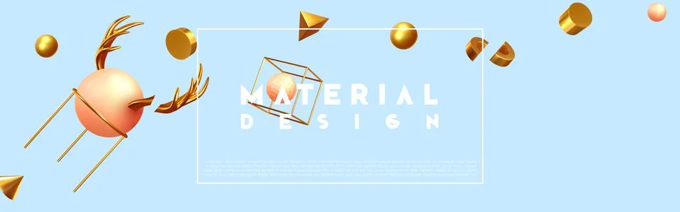 Abstract background with realistic geometric objects 3d shape. Designed by Tr 库存插图