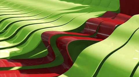 Abstract background with realistic waves lines. Red bend lines in the cent... Stock Photos