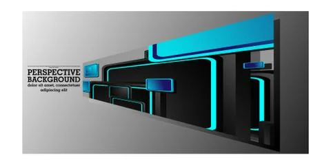 ABSTRACT BACKGROUND OF RECTANGLE PERSPECTIVE WITH BLUE COLOR Stock Illustration