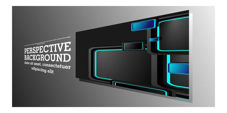 ABSTRACT BACKGROUND OF RECTANGLE PERSPECTIVE WITH BLUE COLOR Illustrazione stock