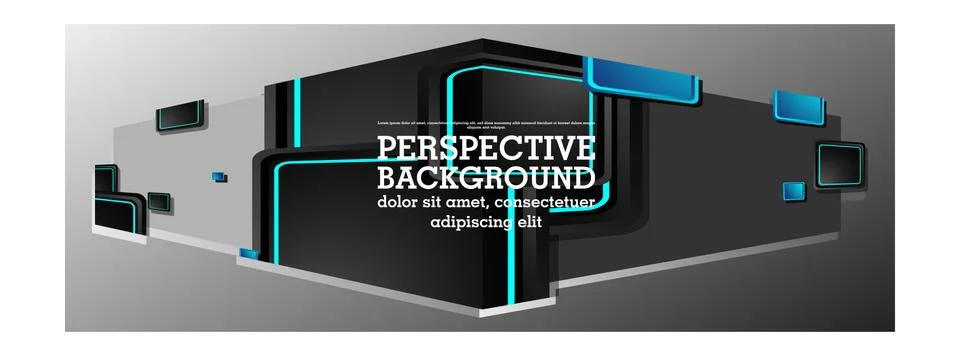 ABSTRACT BACKGROUND OF RECTANGLE PERSPECTIVE WITH BLUE COLOR Illustrazione stock