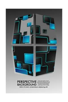 ABSTRACT BACKGROUND OF RECTANGLE PERSPECTIVE WITH BLUE COLOR Stock Illustration