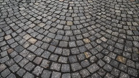 Abstract background of rectangular paving stones in a semicircle. The horiz.. Stock Photos