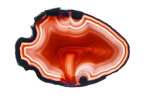 Abstract background, red agate round slice mineral isolated on white Stock Photos