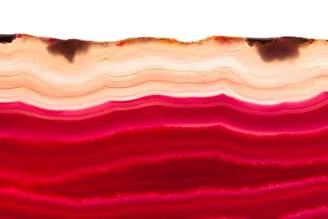 Abstract background - red agate slice mineral isolated on white background Stock Photos