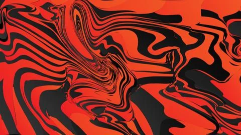 Abstract Background Red and Black Liquid Swirl Design With Unique Vivid Pat.. Stock Illustration