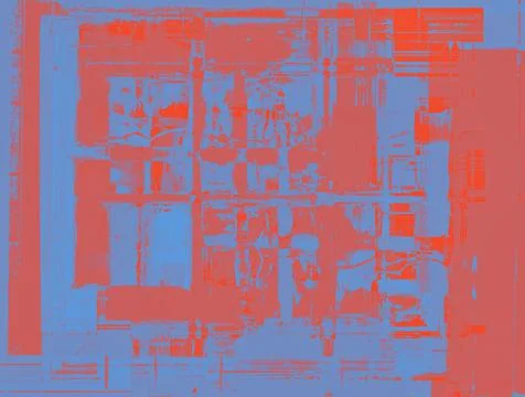Abstract background in red and blue, with a spectacular rhythm and inserts. Stock Illustration