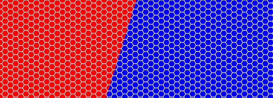 Abstract background of red and blue hexagons イラスト素材