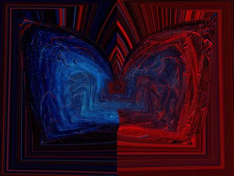 Abstract background in red and blue, with a spectacular rhythm and inserts. Stock Illustration
