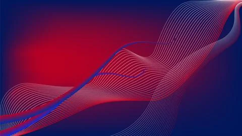 Abstract background with red and blue wave gradient color effect, Stock Illustration