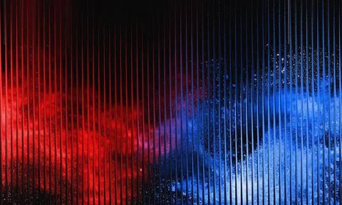 Abstract Background with Red and Blue Powder Explosion Behind Vertical Lines 스톡 일러스트