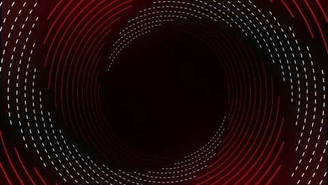 Abstract background with red and white dotted concentric circles on black Vídeo Stock 332978886