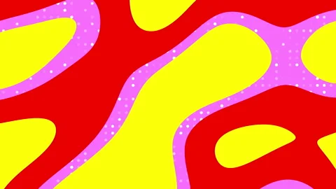 Abstract background of red and yellow wavy lines with dotted pink details Stock Footage 290244581