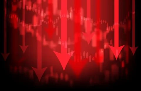 Abstract background of red arrow down economy crisis stock market Stock Illustration