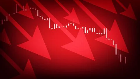 Abstract background of red arrow down economy crisis stock market イラスト素材