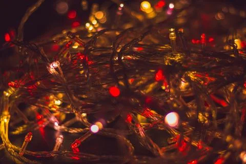 Abstract background red bokeh circles. Beautiful background with particles. T Stock-Fotos