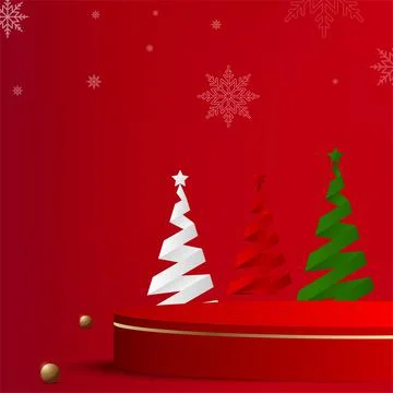 Abstract background with red color geometric 3d podiums for New Year. Vector  Stock Illustration