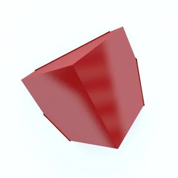 Abstract background-red cube came out of the screen. Isolated white backgroun Stock Illustration