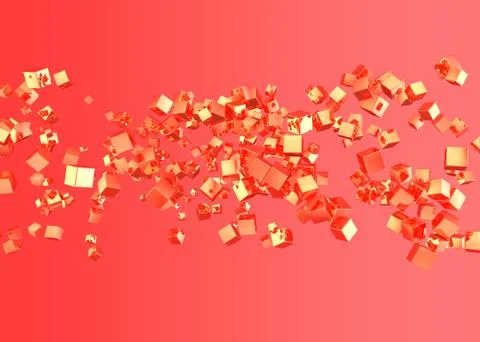 Abstract background. Red cubes on a red background Stock Illustration