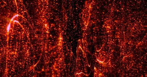 Abstract background red fiery from pixel particles and lines flying in wave.. Stock Illustration