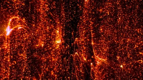 Abstract background red fiery from pixel particles and lines flying in wave.. Stock Illustration