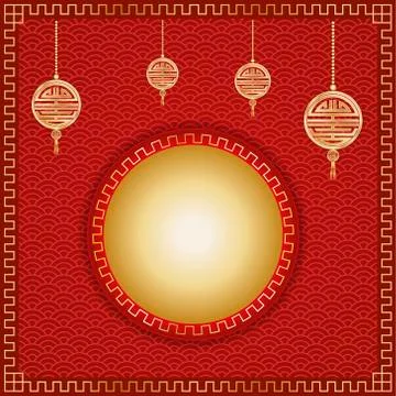 Abstract background red, gold with circle Chinese style Stockillustratie