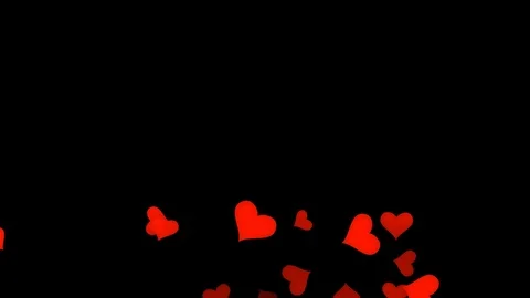 Abstract background with red hearts isolated on black background Stock Footage 123399139