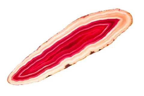 Abstract background, red longitudinal agate slice mineral isolated on white Stock Photos