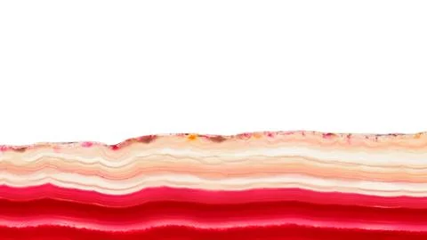 Abstract background, red orange agate slice striped mineral isolated on white Stock Photos