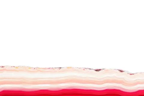Abstract background, red orange agate slice striped mineral isolated on white Stock Photos