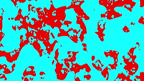 Abstract background with red shapes on a blue background. Stock Footage 288409861