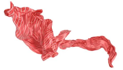 Abstract background of red wavy silk or satin with metal stripes. 3d renderin Stock Illustration