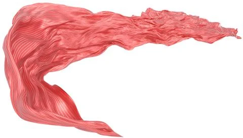 Abstract background of red wavy silk or satin with metal stripes. 3d renderin Stock Illustration